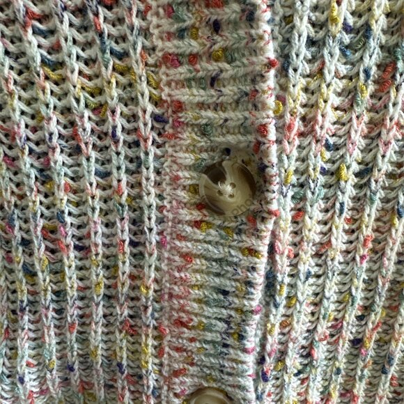 Maurices Medium Ecru Multicolor Flecked Long Sleeve Button Cardigan - Picture 4 of 5